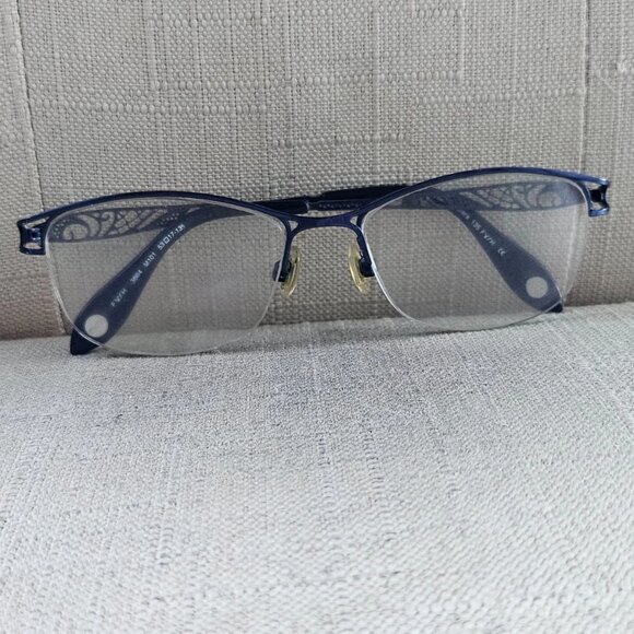 FYSH Women Eyeglasses Frame M101 Blue Tone Half Rim Glasses Eye Wear - Picture 2 of 12